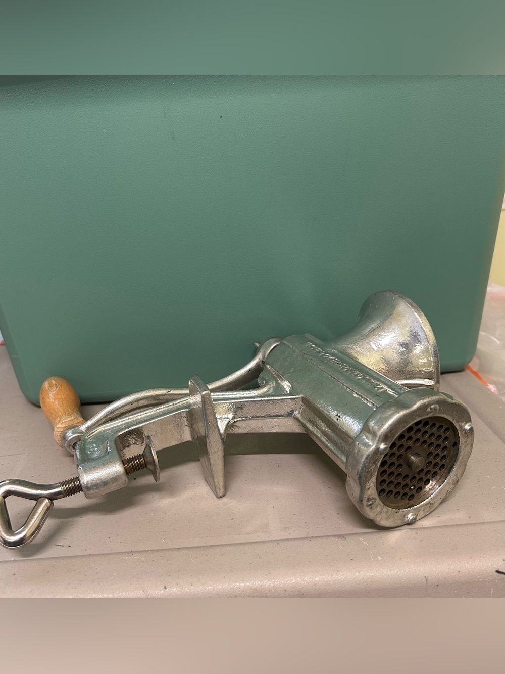 Vintage Porkert No 8 Manual Meat Grinder Tinned Cast Iron